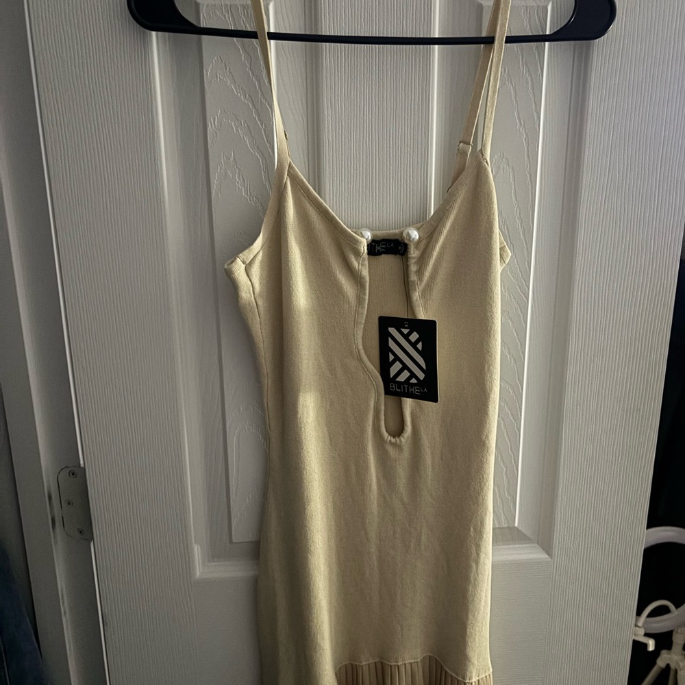 Beige Spaghetti Strap Dress
